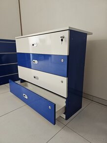 Skříňka s šuplíky, modro-bílá - 5