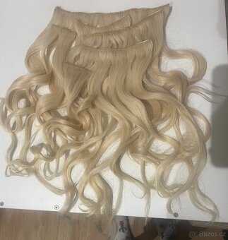 Prodám blond klipy z pravých vlasů - 5