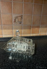 Starožitná skleněná dóza na máslo nebo dortík kremrolky atd. - 5