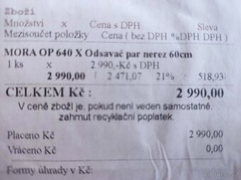 Prodám NOVOU nerezovou digestoř Mora. - 5