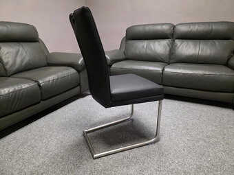 Nová 6x kožená židle značková NIEHOFF černá - 5