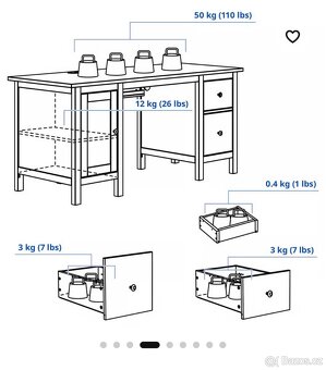 Psací stůl, bílé mořidlo 155x65 cm - 5