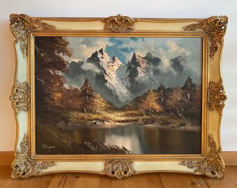 Starý obraz, olejomalba Kaisergebirge originál Reger - 5