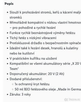 Aku řetězová pila Parkside na větve V20 - 5