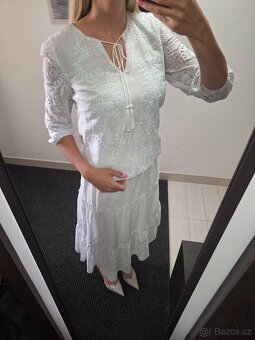 Bily madeirovy komplet halenka a sukne Mohito - 5