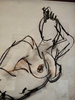 obraz NAHÁ DÁMA, akt, kresba, sign Ant. Kroča 1998 - 5