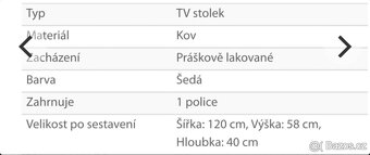 Kovový TV stolek - 5