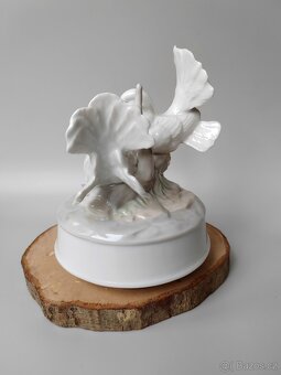 Nádherná vintage porcelánová hudební figurka pár ptáčků - 5