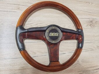 Velmi vzácný volant BBS, kůže, dřevo, W123, W124, W201, E28 - 5