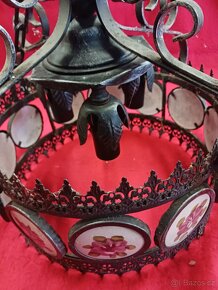 Starý kovaný závěsný lustr - 5