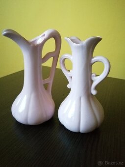 Růžový porcelán džbán a váza - 5