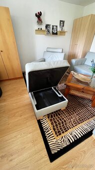 Sedačka kožená světle šedá - 5