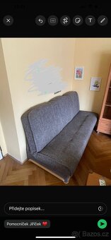 Šedá rozkládací pohovka a 3 křesla - 5