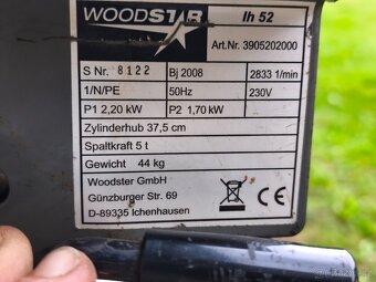 Prodám Štípač na dřevo WOODSTER LH 52 -5 tun. se stojanem. - 5