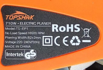 Elektrický hoblík TS-EP1 Topshak 220-240V/50Hz výkon 710W - 5