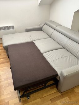 Celokoženný rozkládací gauč s úložným priestorom - 5