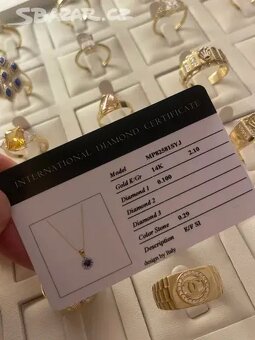 Zlatý řetízek s přívěškem DIAMANT + TOPAZ nové zlato - 5