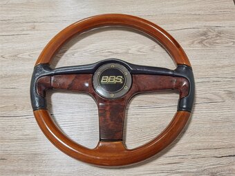 Velmi vzácný volant BBS, kůže, dřevo, W123, W124, W201, E28 - 5