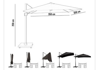 Slunečník Challenger 3,5m x 3,5m PLATINUM + PODSTAVEC 120kg - 5