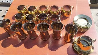 Zlaté skleněné tenkostěnné hrníčky s podšálky - 5