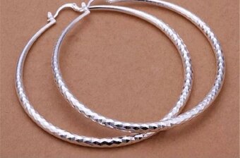 Nové dámské stříbrné náušnice 925 kruhy maxi kroužky 7 cm - 5