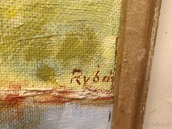 Obraz J. Rybář, Týnec nad Sázavou, olej na desce 49x63 - 5