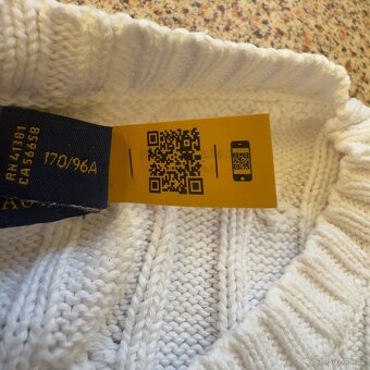 Ralph Lauren Polo dámský bílý copánkový svetr | vel. L - 5