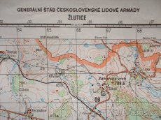 Vojenská profesionální tajná mapa Žlutice Bochov ČSLA - 5