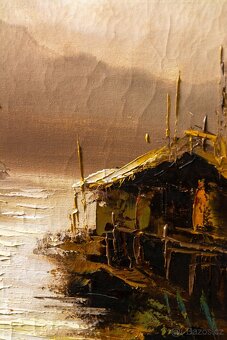 Přístav v Asii, C.May , olej na plátně, 700 × 540 mm - 5