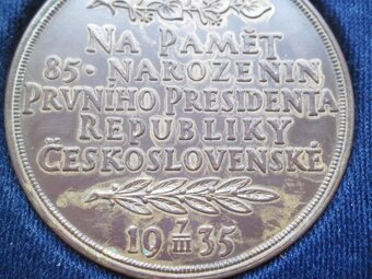 medaile Masaryk - narozeninová 1935 (50mm ) + etue - 5