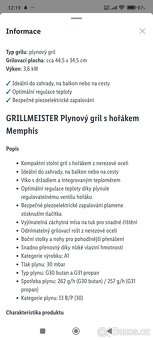 Grillmeister plynový gril s hořákem Memphis nový - 5