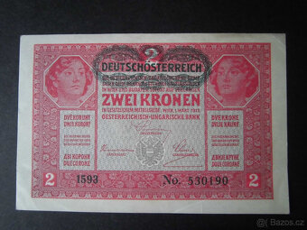 Bankovky Rakousko-Uhersko s přetiskem " 1K, 2K, 10K " - 5