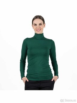 Dámský lahvově zelený bambusový rolák Bambutik S - 5