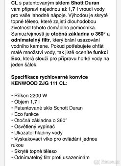 SLEVA Rychlovarná konvice Kenwood Germany sklo duran - 5