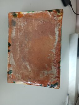 Keramický kahánkový svícen / lidová majolika – ruční malba - 5