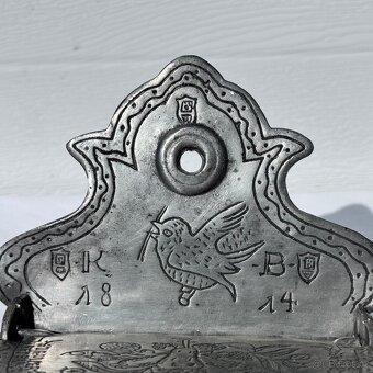 Starožitná cínová slánka s rokem 1814 - 5