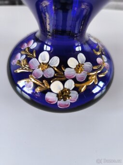 Kobaltově modrá skleněná vázička - Nový Bor - 5