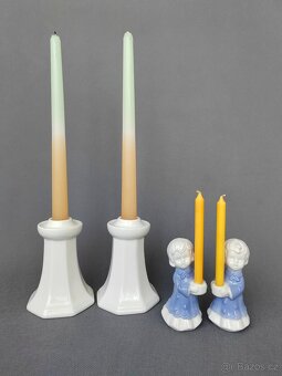 Nádherný modrobílé porcelánové dětské svícny - 5