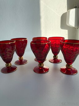 Vintage sada rubínových skleniček - 18 ks - 5