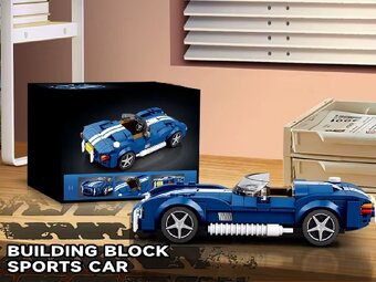 Stavebnice závodní auto modré - 5