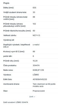 Levá zadní poloosa Löbro 304474 - BMW E87/E90/E91/E92 - 5
