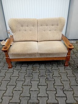 sedací souprava 3+2, masivní dřevěná konstrukce dub rustik - 5