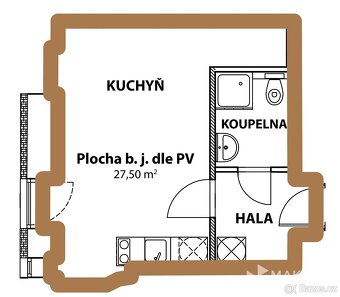 Pronájem bytu 1+kk 28 m², U skládky, Praha - Libeň - 5