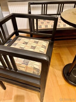 Starožitný set, křesla, lavice, stolek - 5