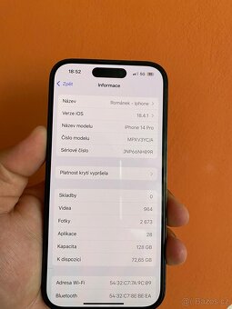 Prodám IPhone 14 Pro 128 GB Black - 5