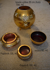 prodám staré rubín sklo,růžový porcelán,smalt-sklo - 5