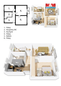 Pronájem bytu 3+kk, 55 m², Tetín, ul. U Rozvodny, balkon - 5