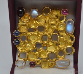 Velká zlatá brož s kameny 18ti karátové zlato - 5