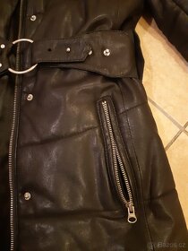 Kožený černý vyteplený kabát 3/4, vel.M - 5