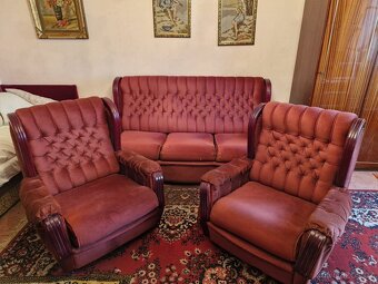 Starožitná masiv rozkládací pohovka a křesla - 5